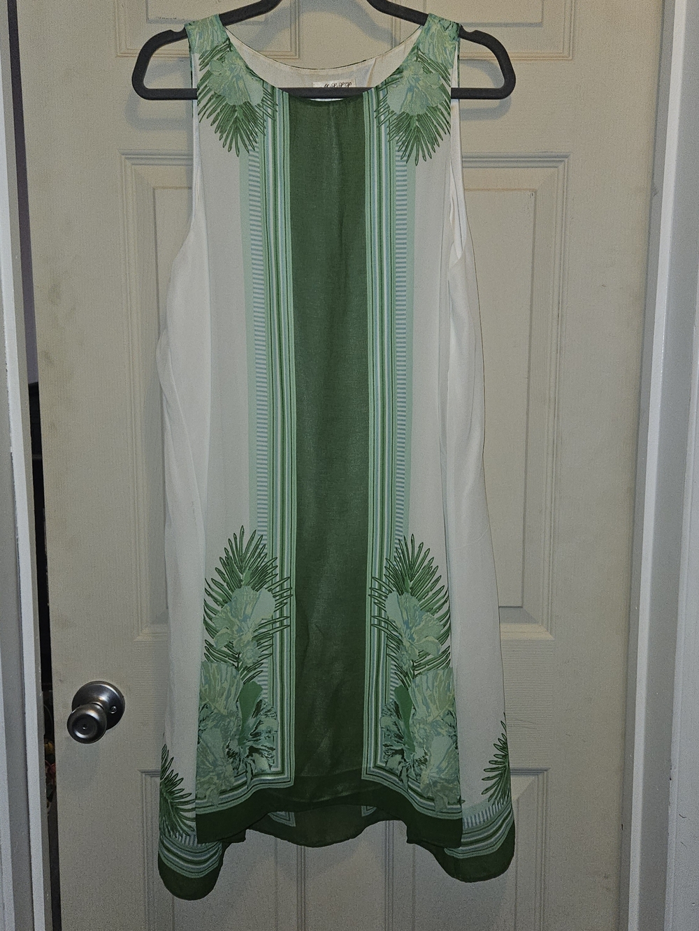 Sleeveless Green and White Midi Dress